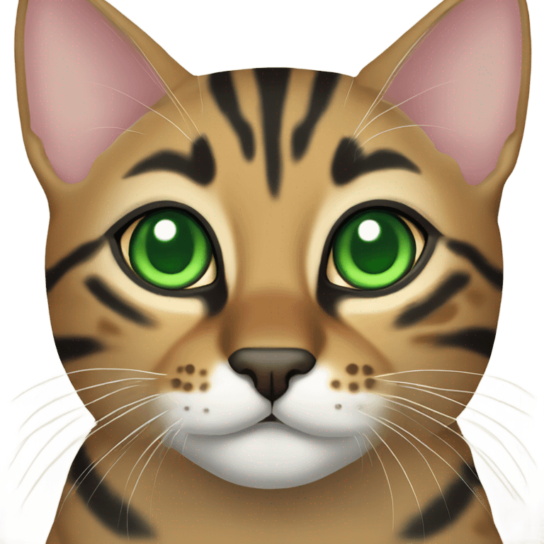 Bangal cat with green eyes emoji