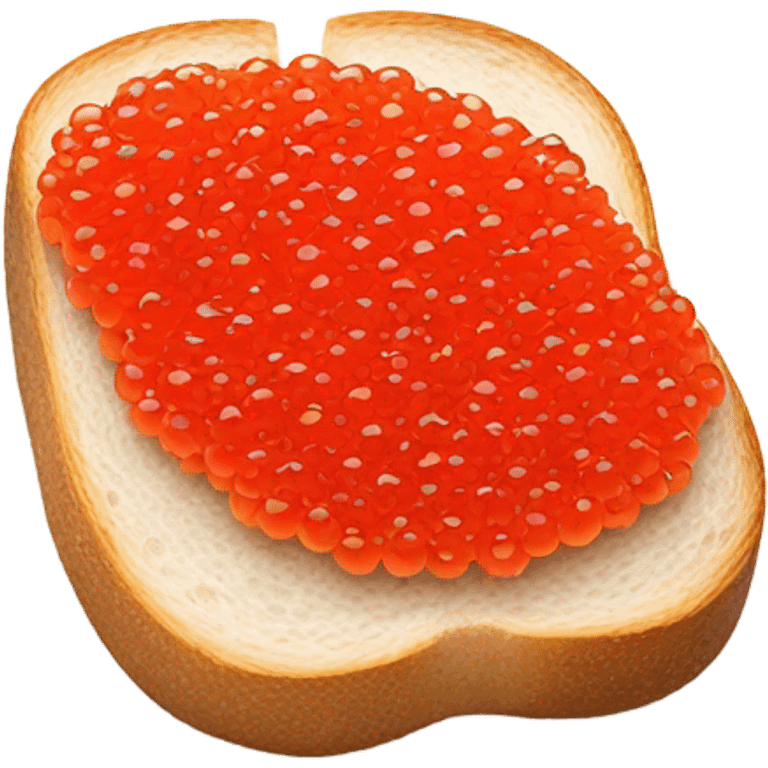 Fresh red caviar on bread, one, white background  emoji