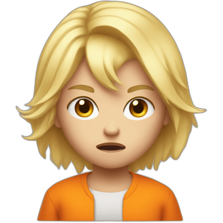 Angry child with blonde hair and orange clothes emoji