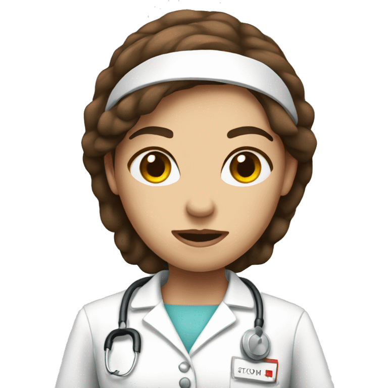 Mean brown haired nurse emoji