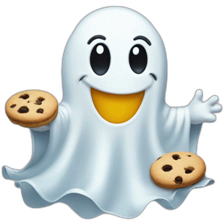 cheerful  ghost with cookies emoji