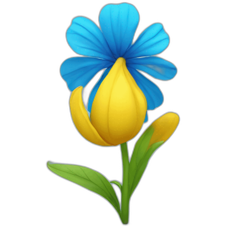 yellow flower with 3d blue body dancing emoji