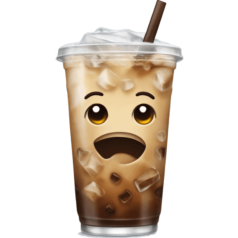 Iced coffee with iced cubes visible emoji