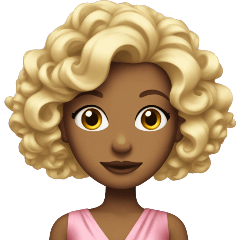 Blonde girl with big curls and pink ballgown emoji