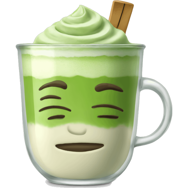 matcha latte in a clear glass cup emoji