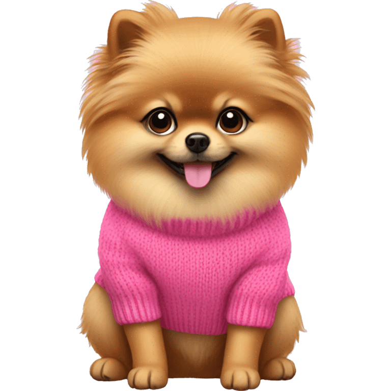 A Pomeranian  with a pink sweater  emoji