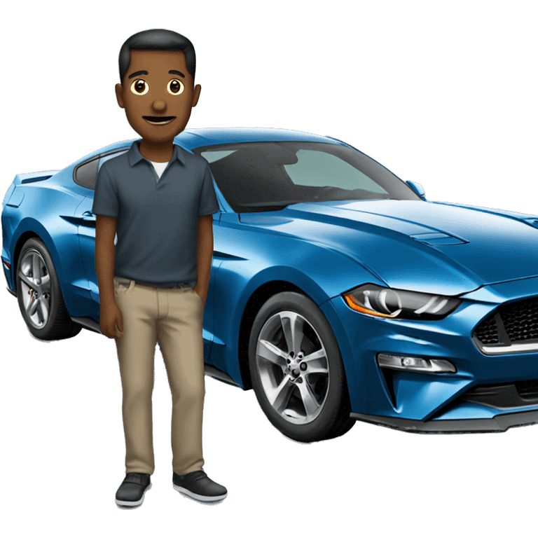 Man stand up by 2024 ford mustang emoji