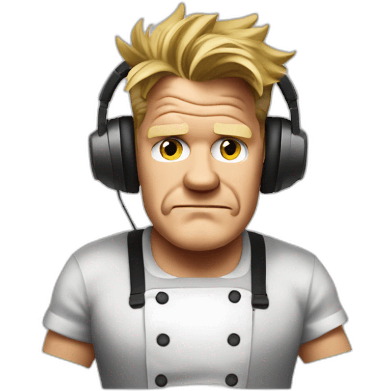 gordon ramsay listening with headphones, cooking emoji