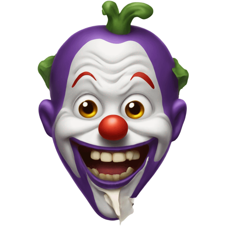 scary clown eating eggplant emoji