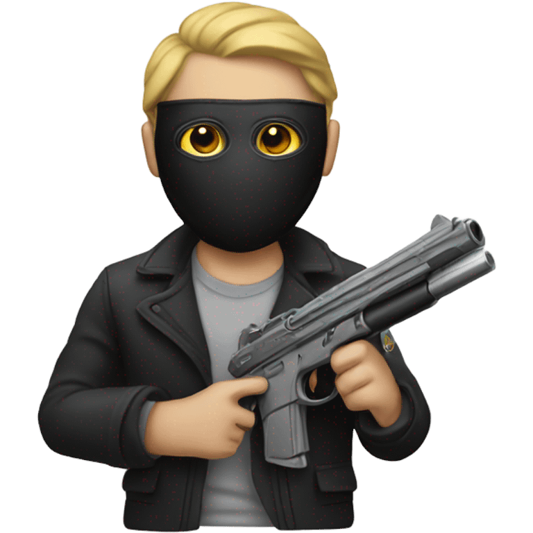 white guy holding a gun with a mask on emoji