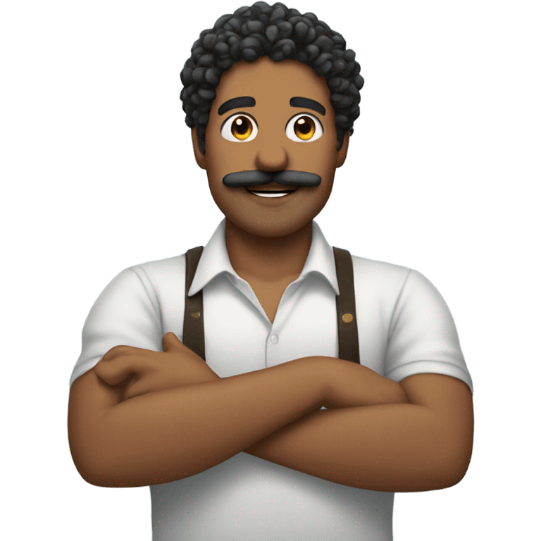 Man touching curly mustache emoji