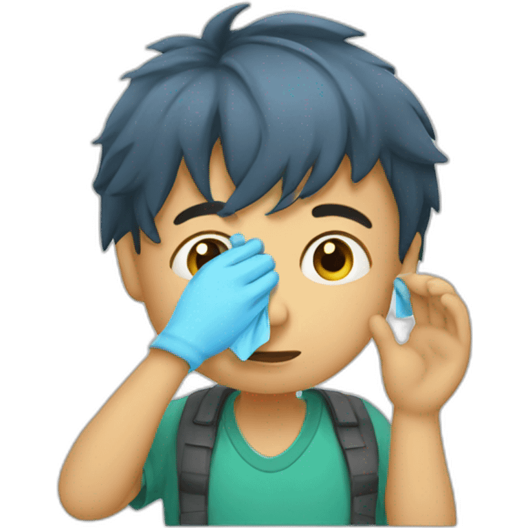 Boy cleaning his nose emoji