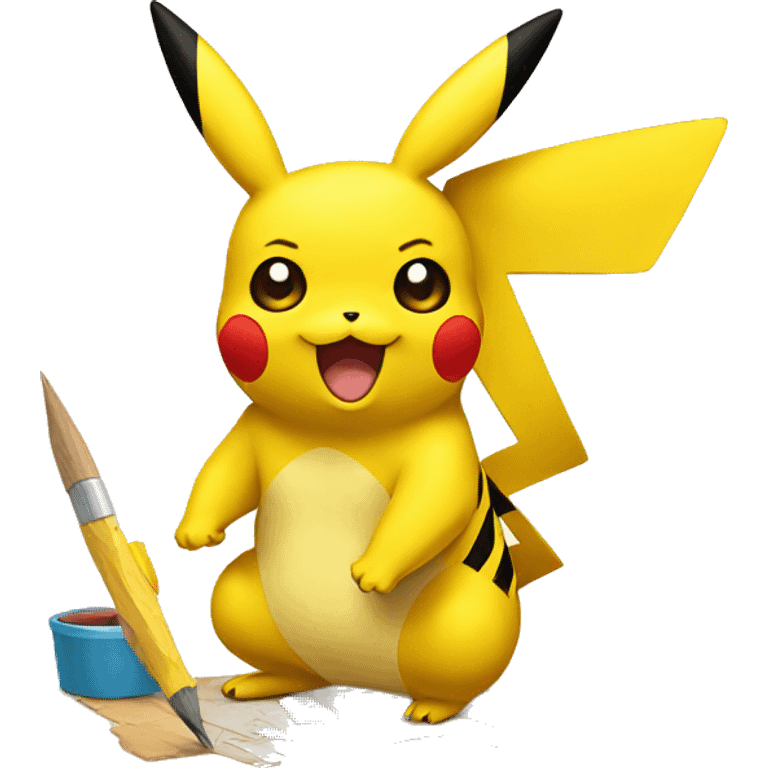 pikachu making art emoji