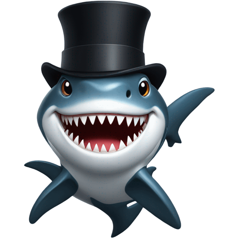 Shark with a top hat emoji