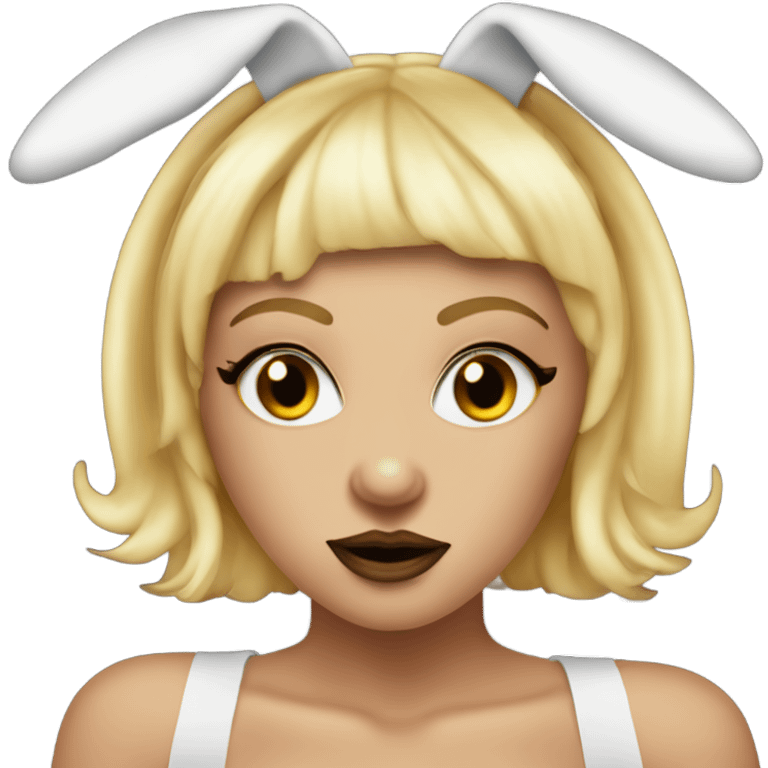 Creepy Blonde Go-go dancer light face Enid Sinclair wearing big floppy bunny ears  emoji