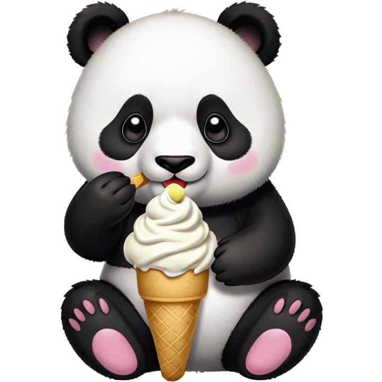 Panda eating ice cream emoji