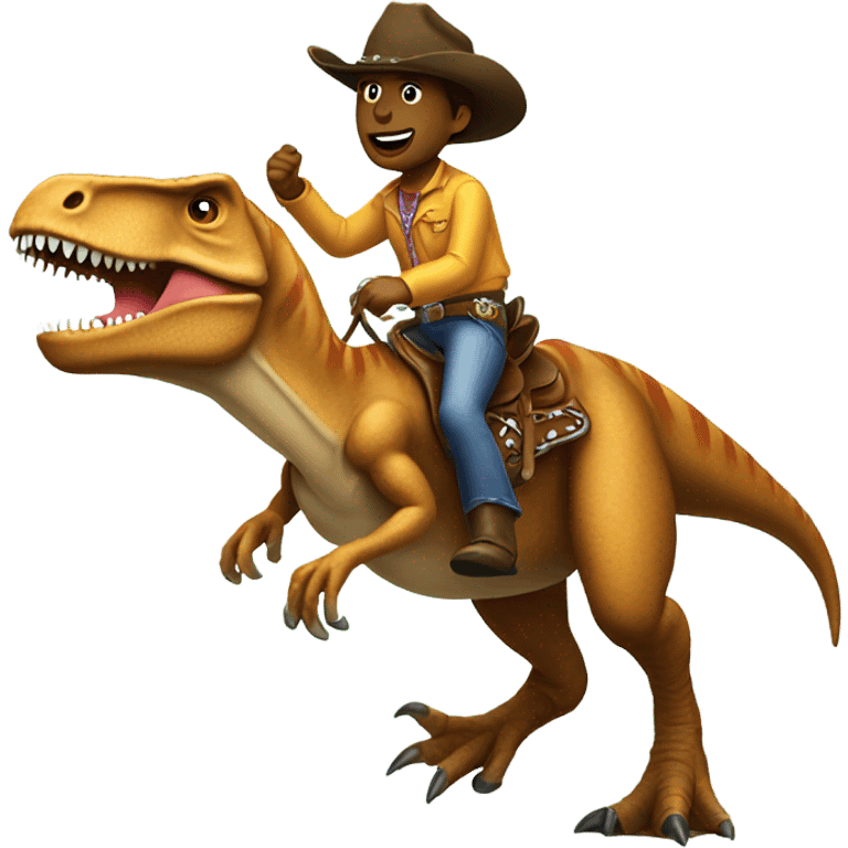 Cowboy riding a T rex  emoji