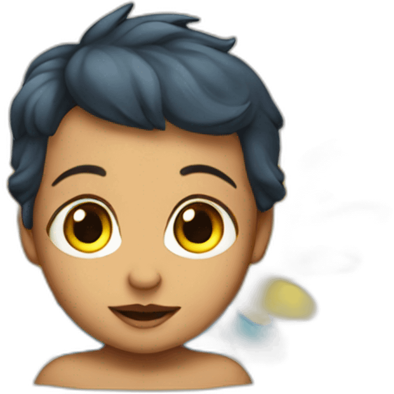 a baby with blue and yellow wings emoji