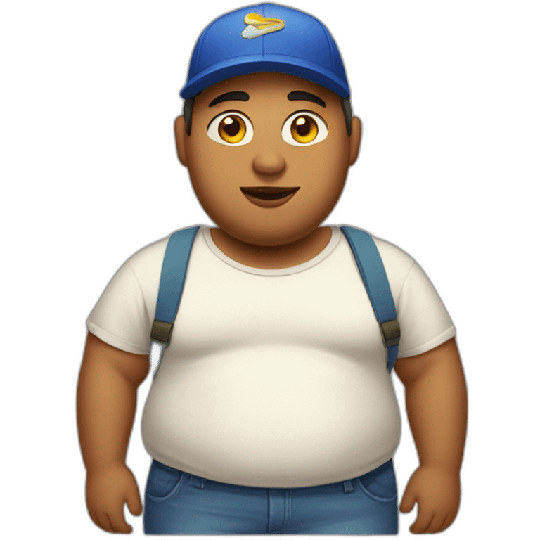 fatty young man in cap and loose clothing emoji