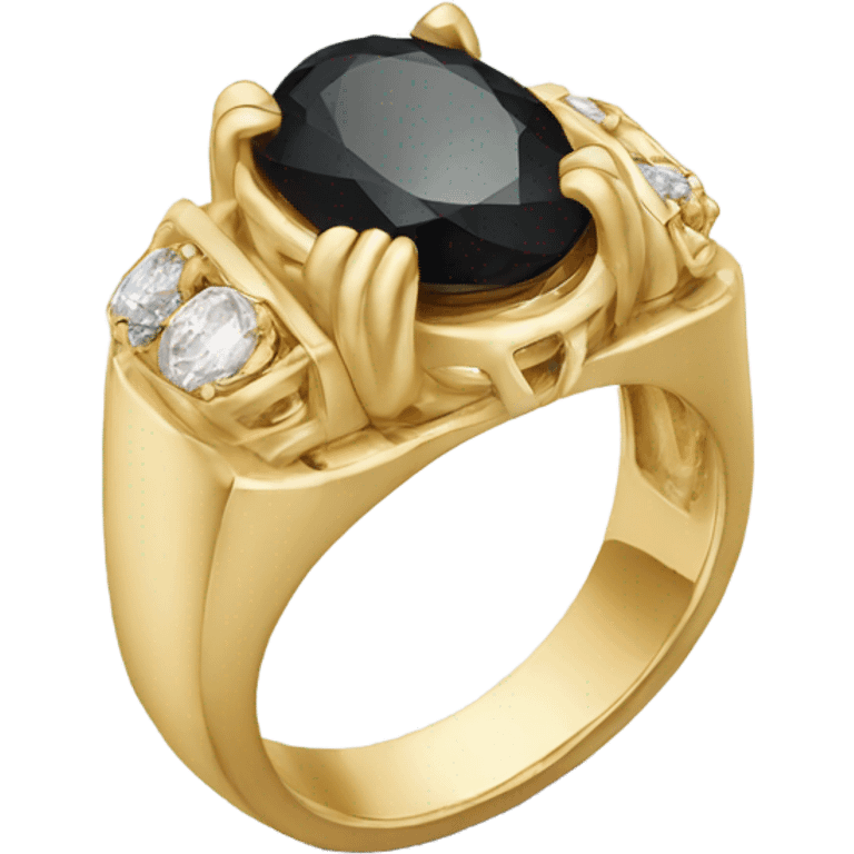 gold ring with black oval diamond emoji