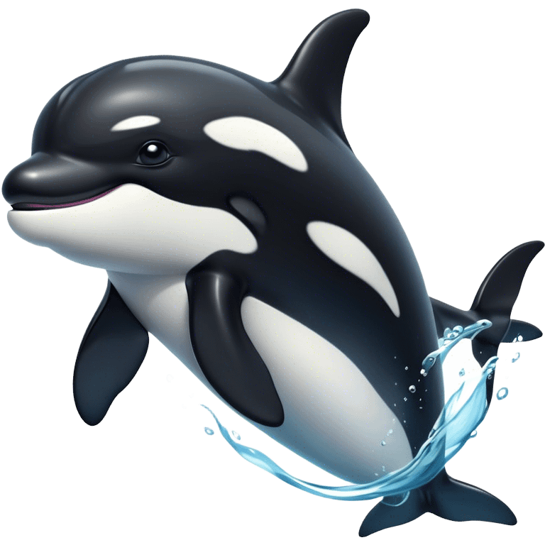 Cinematic Noble orca Portrait Emoji, Poised and majestic, with a sleek, streamlined black-and-white body, piercing intelligent eyes, and a powerful, commanding presence, Simplified yet sharp and sophisticated features, highly detailed, glowing with a soft oceanic radiance, high shine, intelligent and formidable, stylized with an air of deep-sea dominance, focused and alert, soft glowing outline, capturing the essence of an apex predator that appears ready to surge out of the waves with effortless authority! emoji