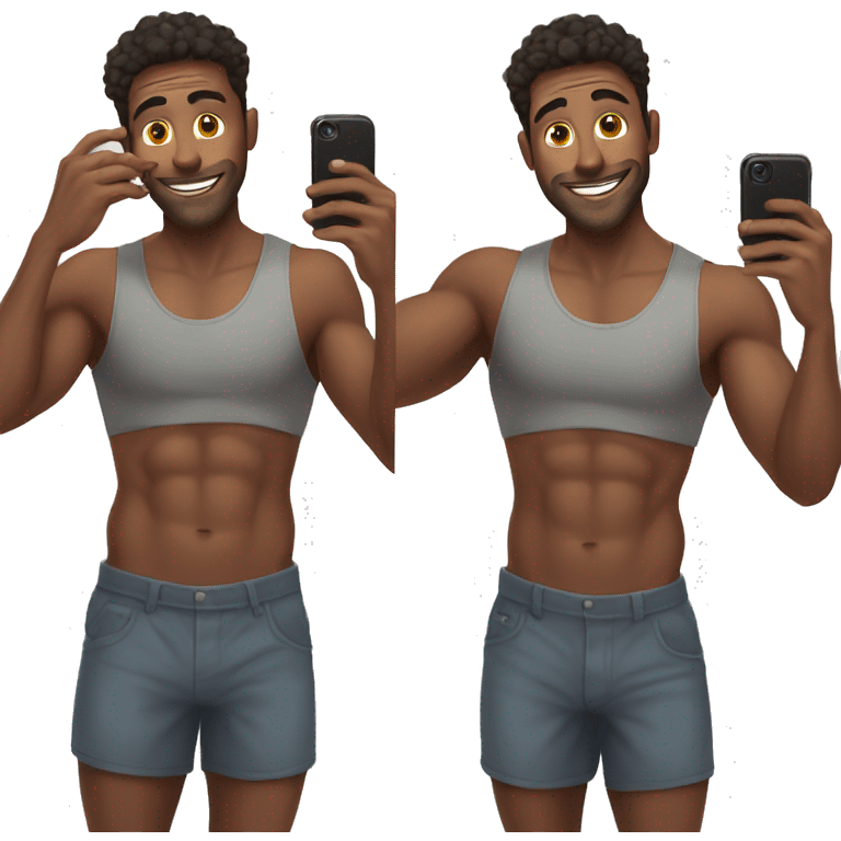 Fit guy taking mirror selfie emoji