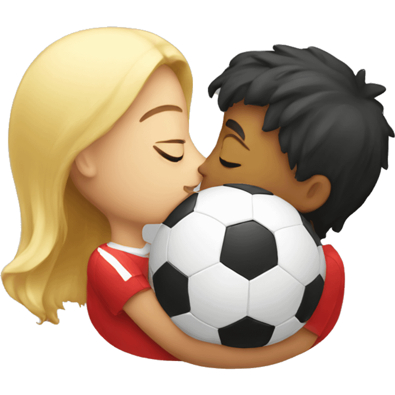 kissing a soccerball emoji