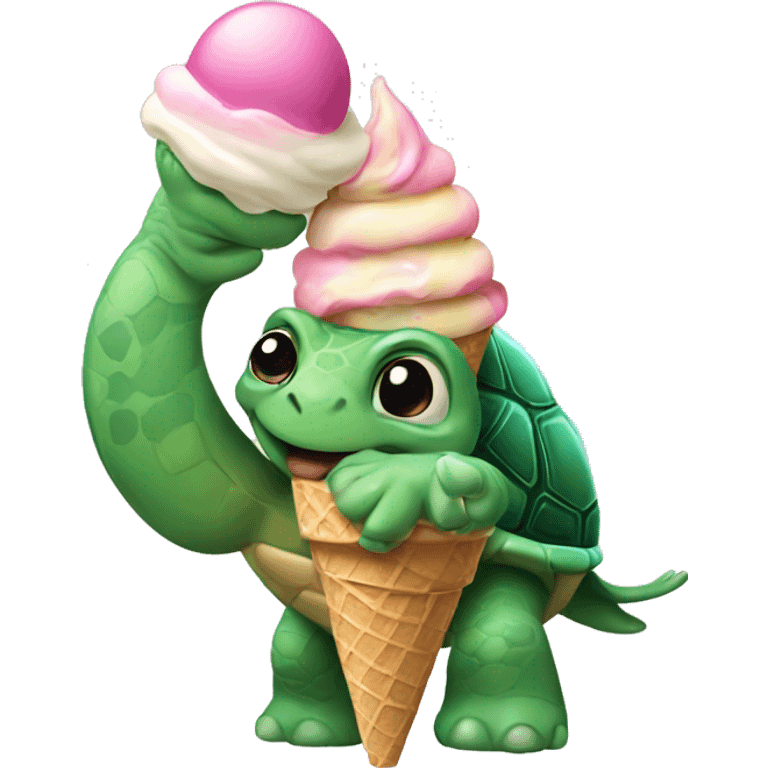 A turtle holding an ice cream cone emoji