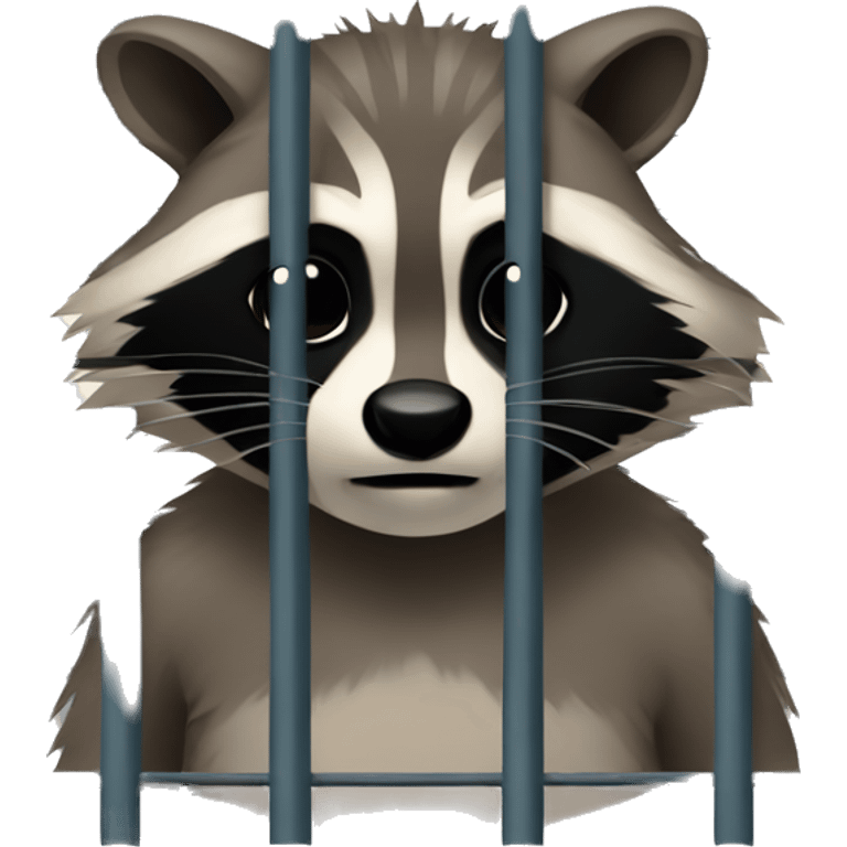 Raccoon behind prison bars emoji