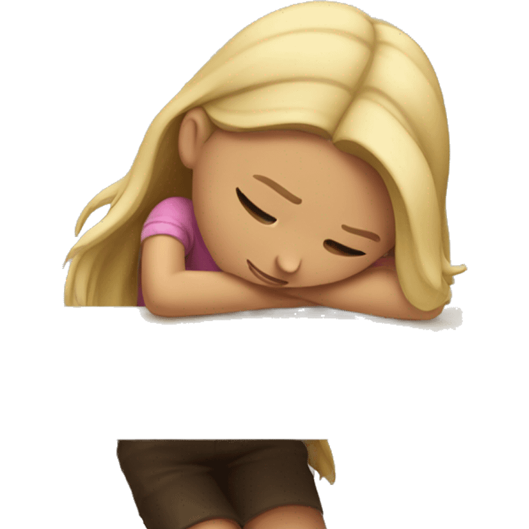 Girl with head down on desk  emoji