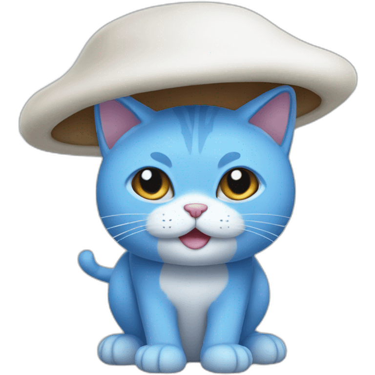 Blue Cat, White Mashroom Hat emoji