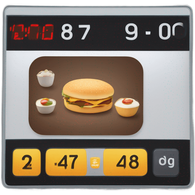 A digital screen showing calorie count. emoji