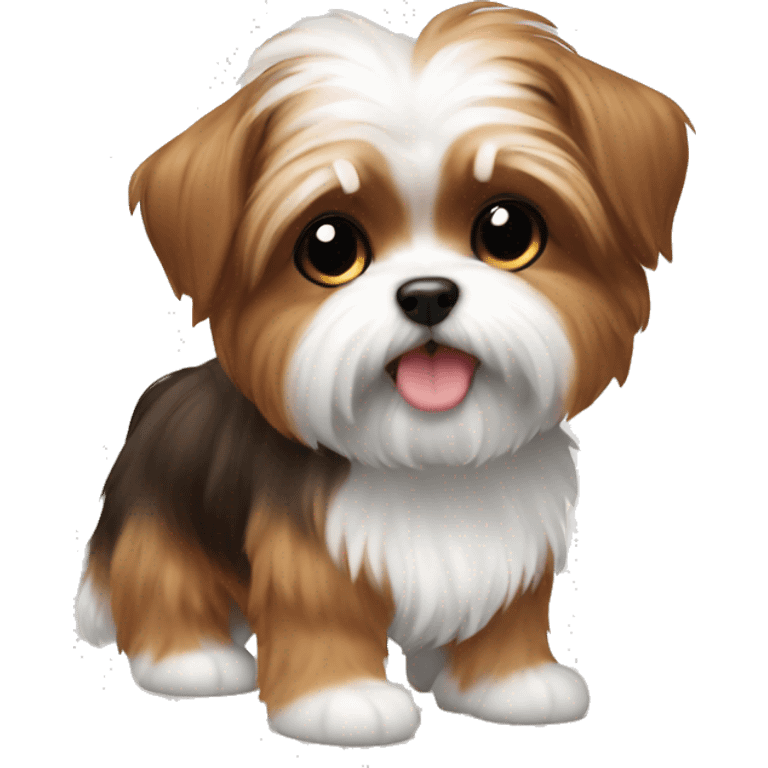 Cute Shorkie with brown and white fur emoji