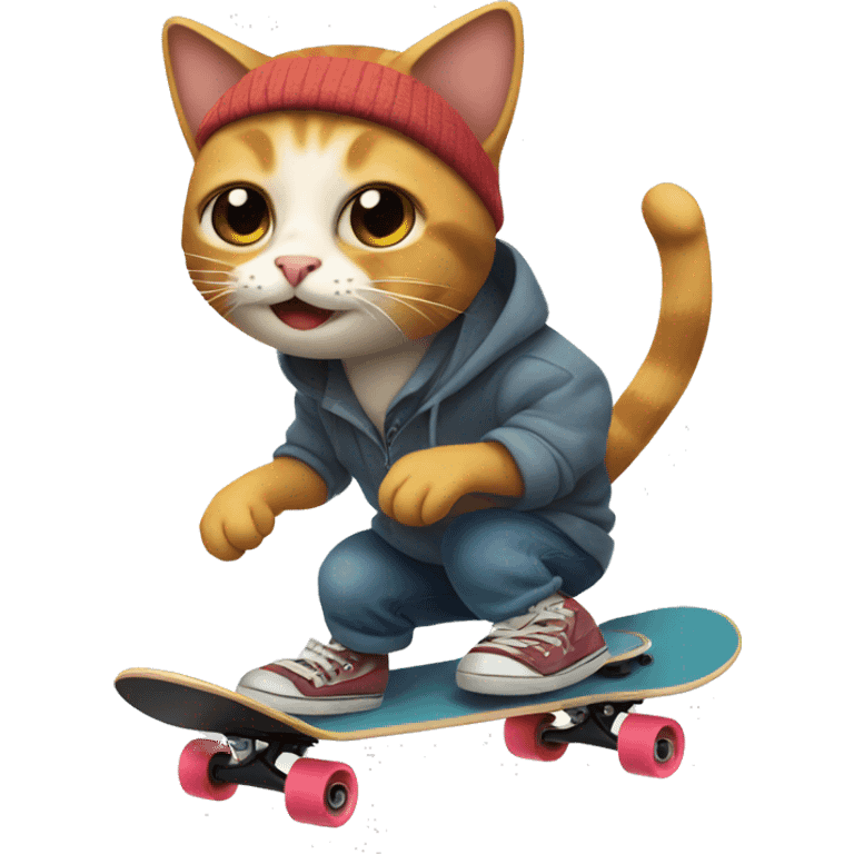 Skateboarding cat emoji