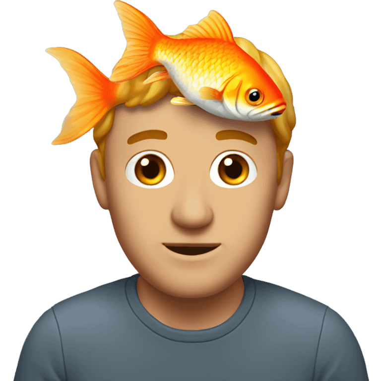 man with a goldfish in the head emoji