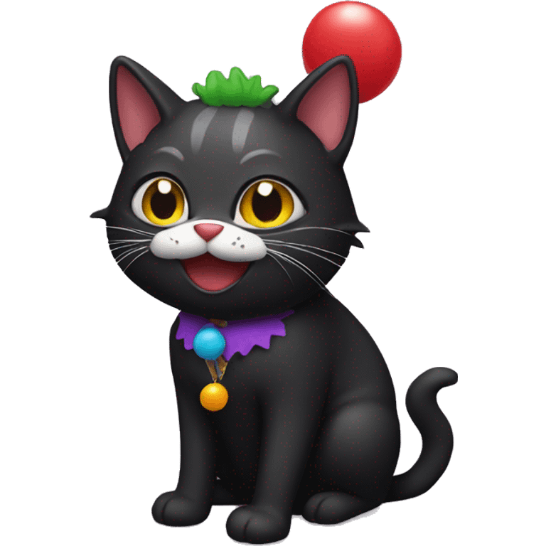 Black cat wearing clown costume emoji