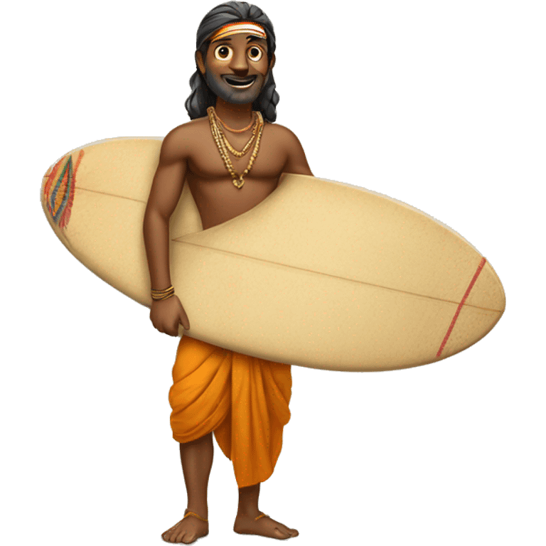 An Indian Surfing but wearing a dhoti emoji