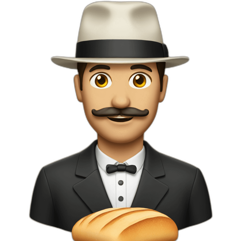 Man with hat moustache and bread emoji