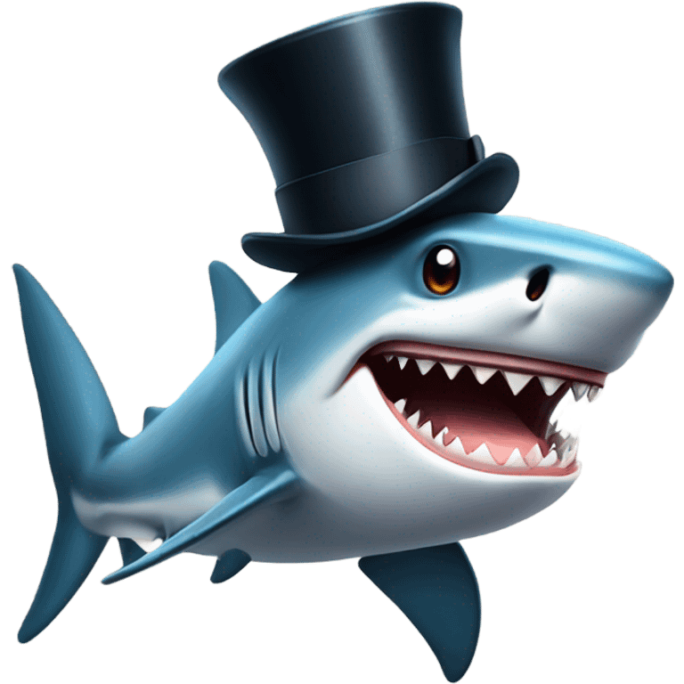 Shark with a top hat emoji