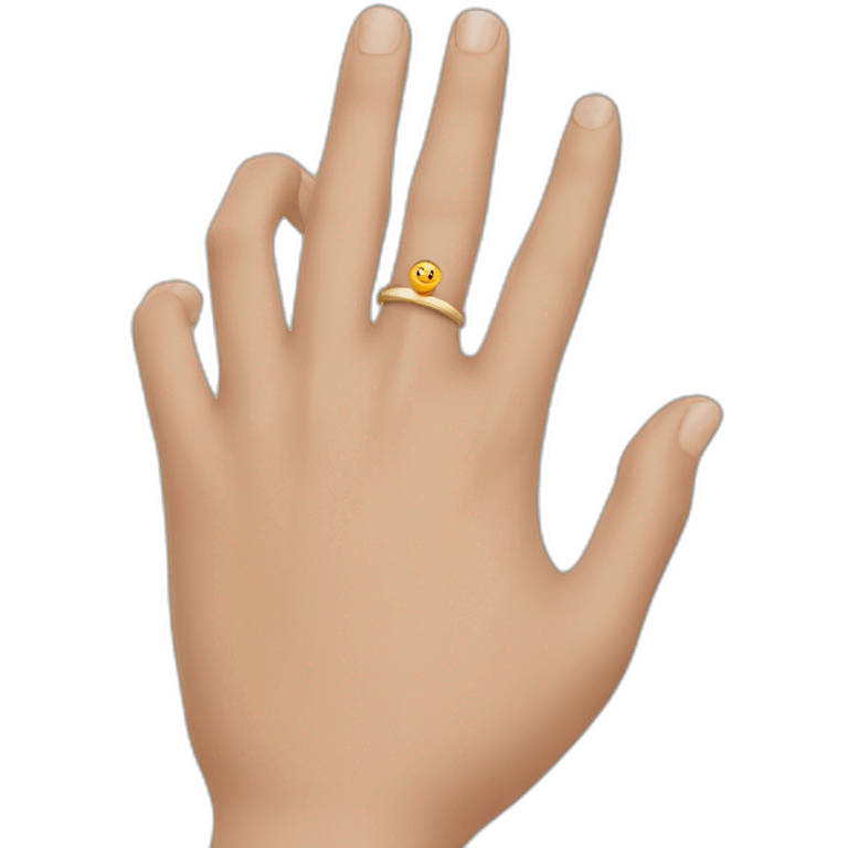 closed hand, ring finger sticking out with a ring on it. emoji