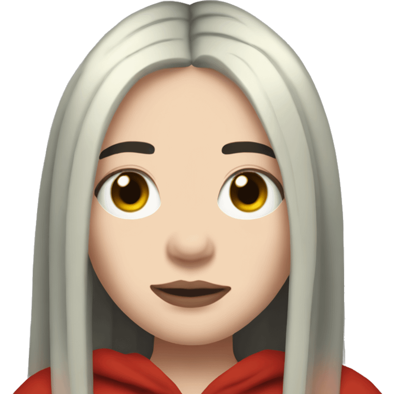 Billie Eilish with red roots emoji