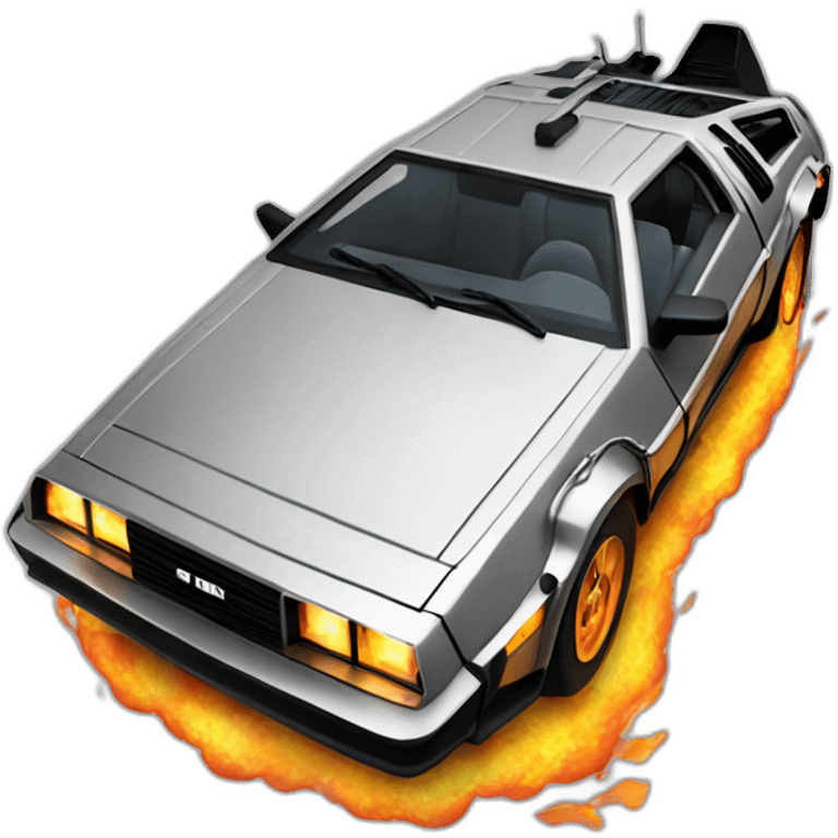 Delorean with fire emoji