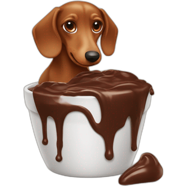 a dachshund vomiting chocolate cream emoji