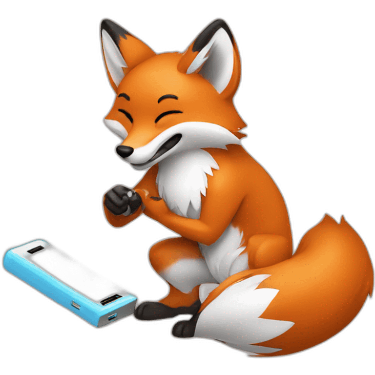 fox charging a phone with a power bank emoji