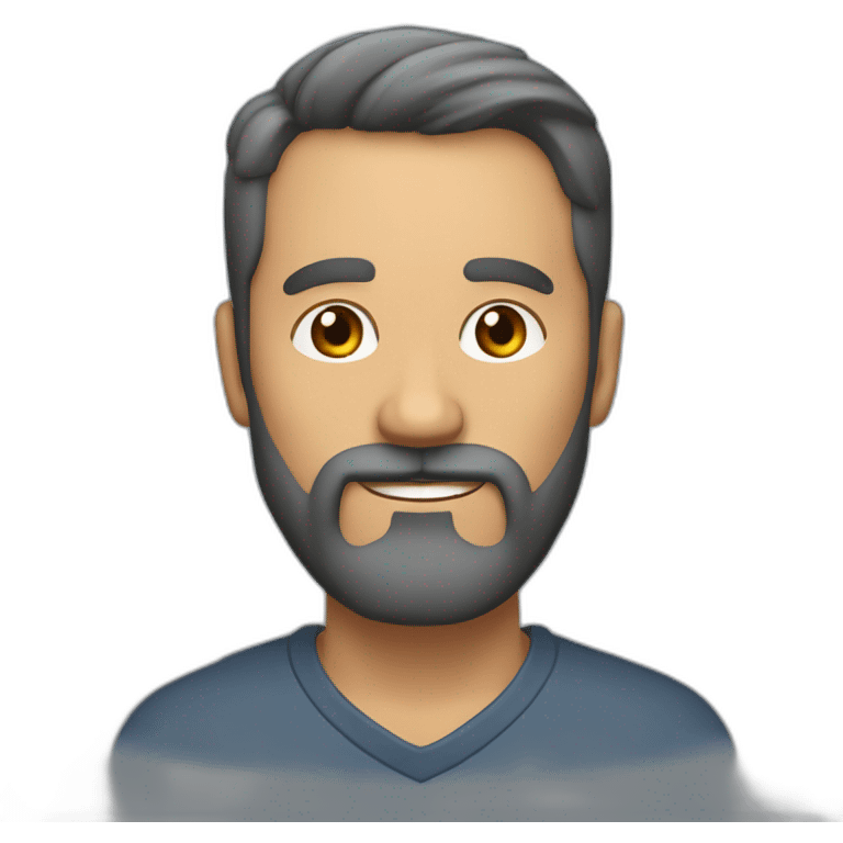 Hombre de 44 años con cara delgada, barba, espejuelos emoji