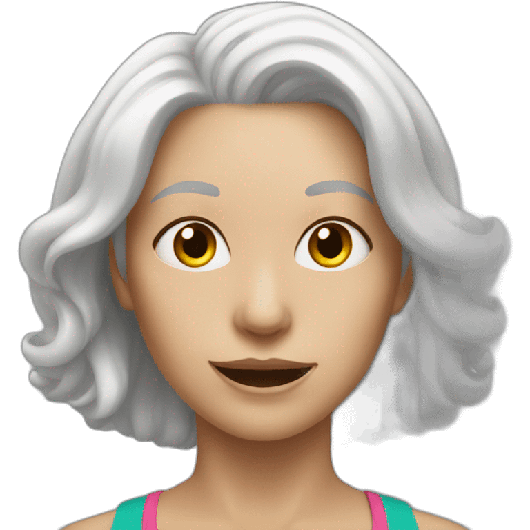 White hair woman in gym emoji