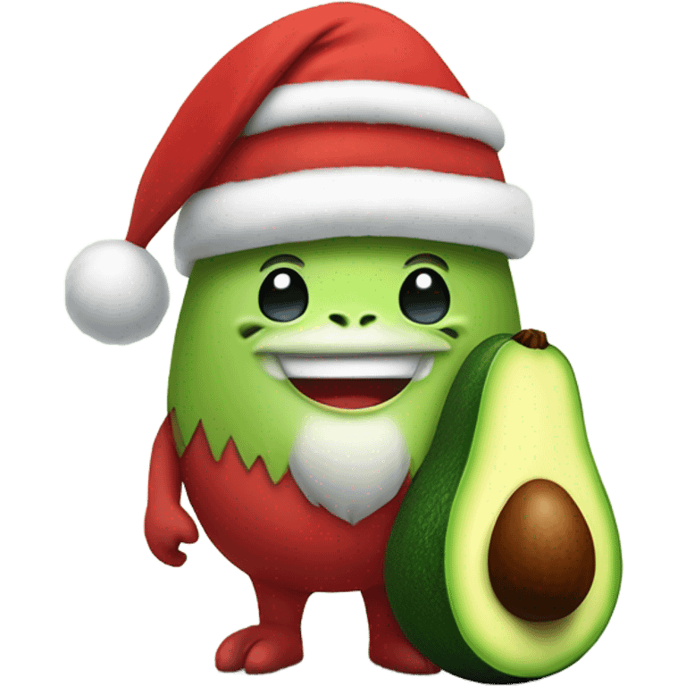 Avocado wearing dinosaur with Santa Claus emoji