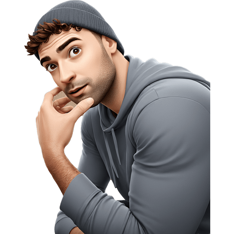 male portrait with beanie emoji