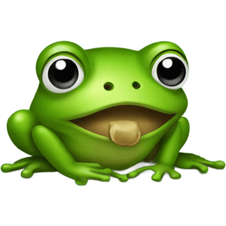 Frog doing a poo emoji