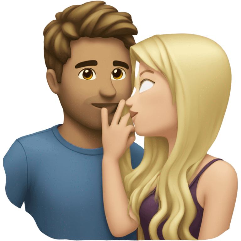 blonde girl kissing brunette man emoji